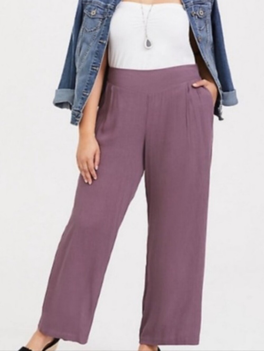 torrid Mauve Wide-Leg Pull-On Gauze Pants